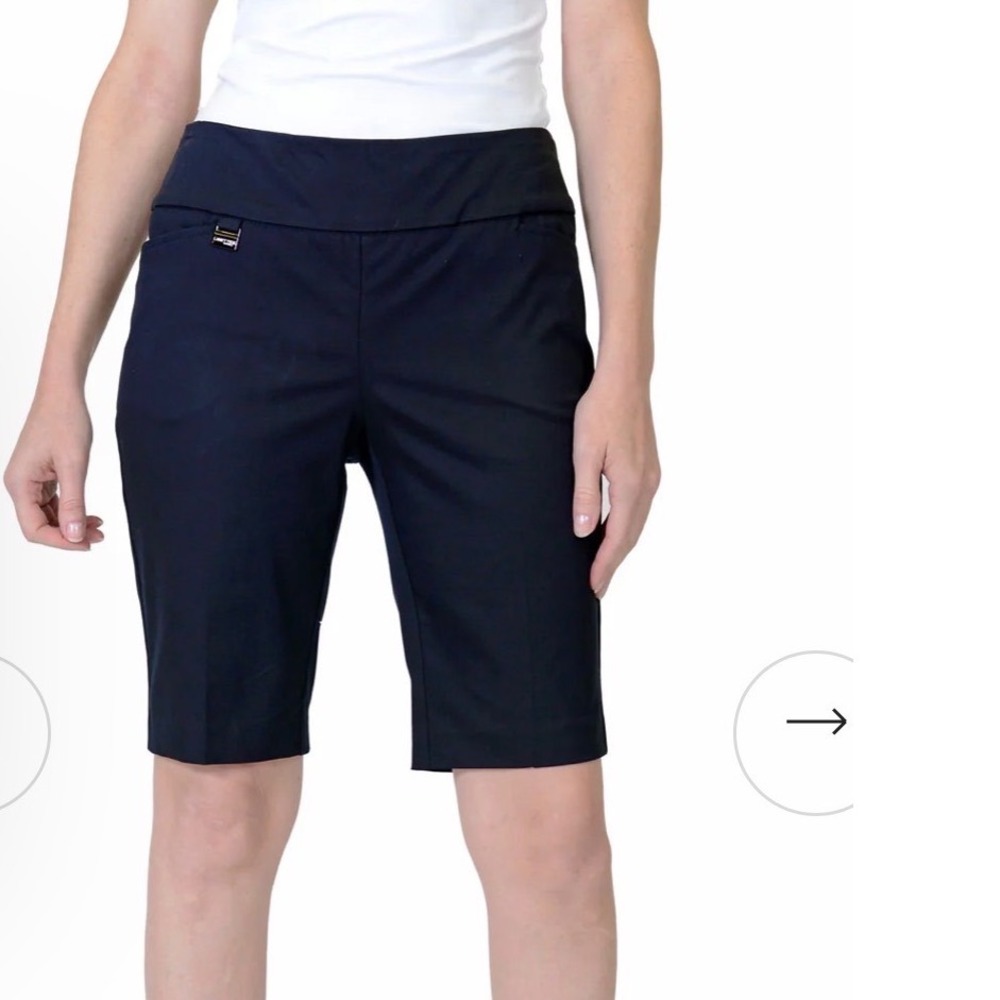 Lisette Montreal Bermuda Shorts‎ Womens 8 Black Minimalist Pull On Stretch Knee
